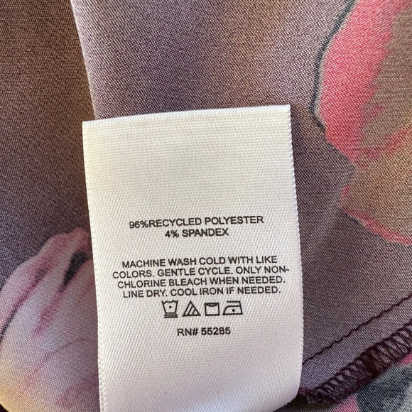 Express Black Floral Print Polyester Blouse Large - Picture 9 of 10